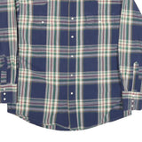 WRANGLER Mens Blue Green Check Shirt L Cotton Blend Casual Long Sleeve Button