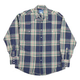 WRANGLER Mens Blue Green Check Shirt L Cotton Blend Casual Long Sleeve Button
