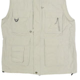 COLUMBIA Mens Beige Nylon Outdoor Jacket M Titanium Zip Utility Pockets Vest