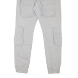 PEGADOR Mens Cotton Blend Slim Cargo Trousers Light Grey W31 L29 Utility Pockets