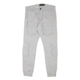 PEGADOR Mens Cotton Blend Slim Cargo Trousers Light Grey W31 L29 Utility Pockets