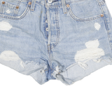 LEVI'S Womens Denim Blue Distressed Casual Shorts M W26 Button Fly