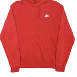 NIKE Mens Red Hoodie S S Logo Cotton Blend Pullover Sweatshirt