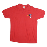 DISNEY Mens Red Short Sleeve Plain M Polo Shirt Golfing Character Embroidered