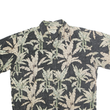 COOKE STREET Mens Black & Cream Tropical Print Cotton Shirt XL Short Sleeve