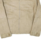 Womens Beige Synthetic Plain Zip Jacket S Synthetic Stylish Warm Casual