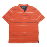 NAUTICA Mens Orange & Navy Striped Short Sleeve Polo Shirt XL Classic Fit