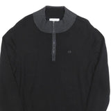CALVIN KLEIN Mens Black & Grey Plain Pullover Jumper Crew Neck Cotton L