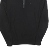 CALVIN KLEIN Mens Black & Grey Plain Pullover Jumper Crew Neck Cotton L