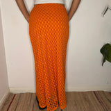 Planet Fashion Maxi Skirt - 26W UK 6 Orange Polyester