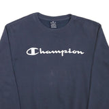 CHAMPION Mens Blue Crew Neck M Cotton Blend Logo Sweatshirt Pullover