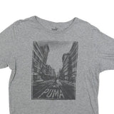 PUMA Mens Grey Graphic T-Shirt S Short Sleeve Crew Neck Cotton Blend Comfort