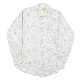 VAN HEUSEN Womens Cream Floral Print Faux Silk Shirt M Lightweight Buttons