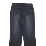 Womens Dark Blue Regular Fit Straight Denim Jeans W26 L28 Embroidered Leg