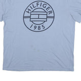 TOMMY HILFIGER Mens Blue Graphic T-Shirt XL Short Sleeve Crew Neck Cotton Blend