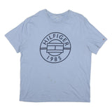 TOMMY HILFIGER Mens Blue Graphic T-Shirt XL Short Sleeve Crew Neck Cotton Blend