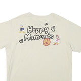 DISNEY Mens White Graphic T-Shirt L Short Sleeve Crew Neck Happy Moments Cartoon