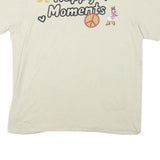 DISNEY Mens White Graphic T-Shirt L Short Sleeve Crew Neck Happy Moments Cartoon