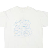 ONEITA Mens White Cotton Blend Graphic T-Shirt 2XL Short Sleeve Crew Neck
