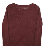 CHCIOREE Womens Maroon Plain Jumper Crew Neck Basic Knit XS Lightweight Acrylic