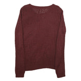 CHCIOREE Womens Maroon Plain Jumper Crew Neck Basic Knit XS Lightweight Acrylic