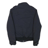 SCHOTT Mens Navy Blue Flight Jacket S Polyester Blend Zip Button Pocket