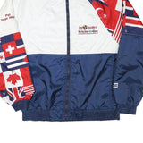 FLAG WEAR Womens White & Navy Flag Print Zip Jacket M Polyester Blend Casual