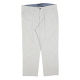 TOMMY HILFIGER Mens Cotton Blend Beige Regular Fit Straight Trousers W36 L30