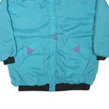 Womens Blue & Purple Nylon Button Jacket L Plain Size L Lightweight Retro