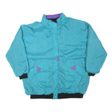 Womens Blue & Purple Nylon Button Jacket L Plain Size L Lightweight Retro