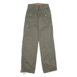 DANIEL Womens Regular Fit Olive Green Cotton Blend Zip Cargo Trousers W26 L34