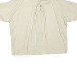 ZARA Womens Cream Basic Shirt Short Sleeve Button Neck S Cotton Blend Top