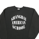 Mens Black Sweatshirt Shanghai American School Crew Neck L Cotton Blend Pullover