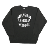 Mens Black Sweatshirt Shanghai American School Crew Neck L Cotton Blend Pullover