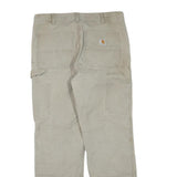 CARHARTT Mens Grey Cotton Blend Regular Fit Straight Trousers W33 L32 Workwear