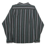 Mens Black Stripe Pattern Cotton Shirt L Casual Long Sleeve Button Front