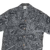 ROCK ART Mens Black & White Abstract Pattern Shirt S Cotton Blend Summer Casual