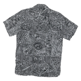 ROCK ART Mens Black & White Abstract Pattern Shirt S Cotton Blend Summer Casual