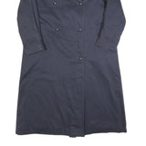 TOPLINE Womens Blue Button Cotton Blend Classic Regular Fit Trench Jacket M