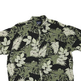 PURITAN Mens Black & Green Leaf Print Cotton Blend Shirt XL Casual Beach Style