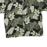 PURITAN Mens Black & Green Leaf Print Cotton Blend Shirt XL Casual Beach Style