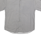 NATURAL ISSUE Mens Blue & White Pattern Cotton Shirt L Casual Button Front Short