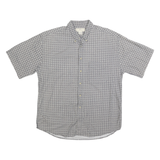 NATURAL ISSUE Mens Blue & White Pattern Cotton Shirt L Casual Button Front Short