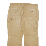 DICKIES Mens Cotton Blend Beige Regular Fit Trousers W38 L30 Workwear Zip