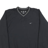 NIKE Mens Black Pullover Sweatshirt L V-Neck Lightweight Sportswear