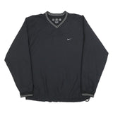 NIKE Mens Black Pullover Sweatshirt L V-Neck Lightweight Sportswear