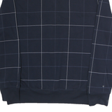 NAUTICA Mens Navy & White Checked Half Zip Sweatshirt L Cotton Pullover