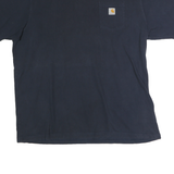 CARHARTT Mens Blue Pocket T-Shirt 2XL Short Sleeve Crew Neck Cotton Workwear