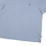 NAUTICA Mens Blue Short Sleeve Polo Shirt L Cotton Blend Classic Fit Casual