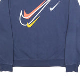 NIKE Mens Blue Crew Neck XS Cotton Blend Pullover Sweatshirt Multiswoosh Print